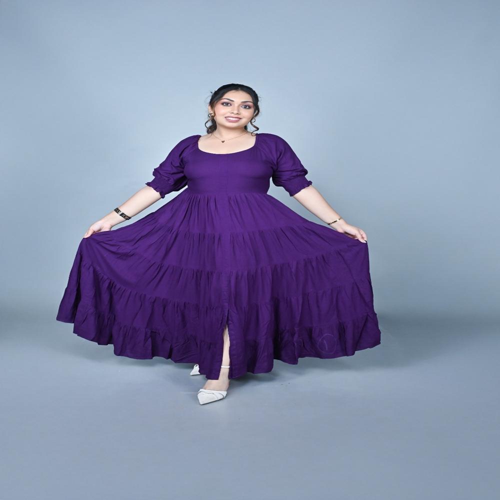 Multi tiered front slit maxi dress