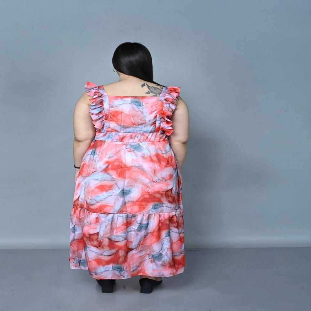 Ruffle sleeve maxi dress