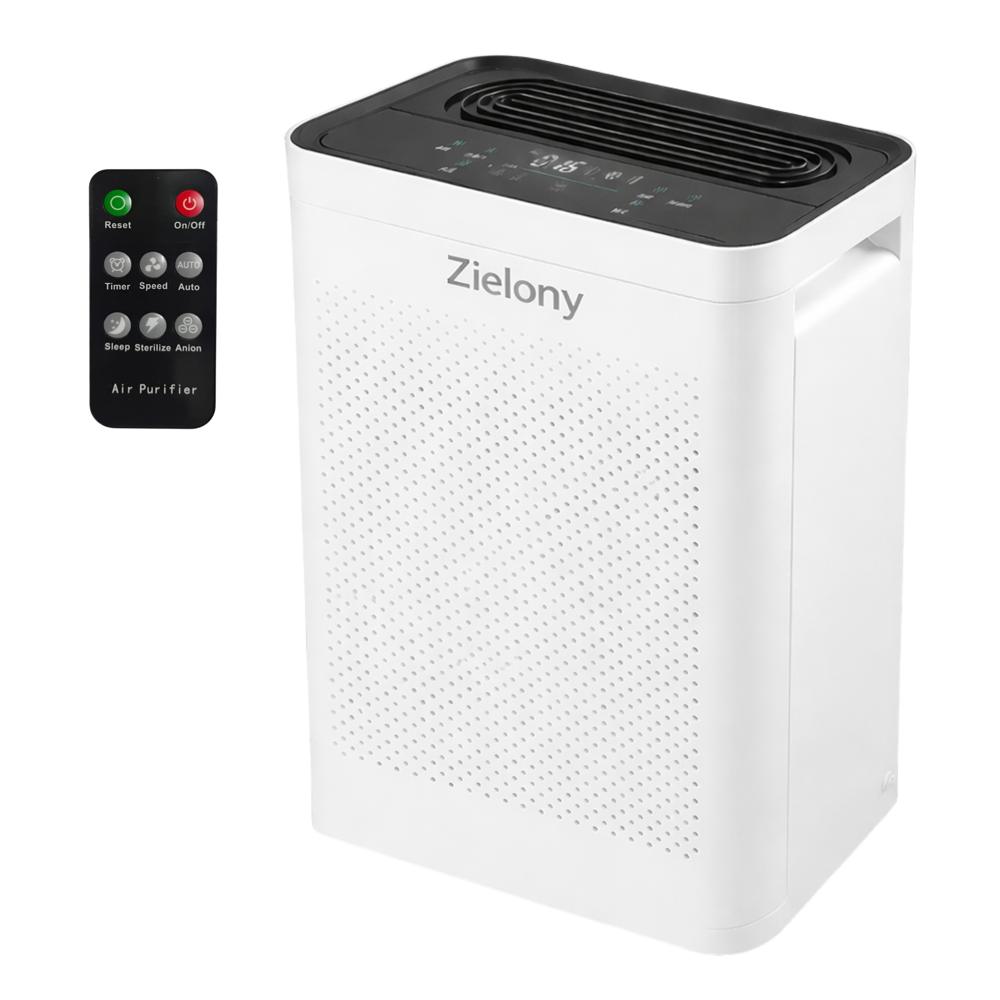 Zielony Air purifier for Home & Office || Cleans Upto 540 Sq. Ft || 5-in-1, Pre-Filter + H13 HEPA + Activated Carbon + UV + Negative Ion || Removes 99.99% Pollutants || 1-year Onsite Warranty