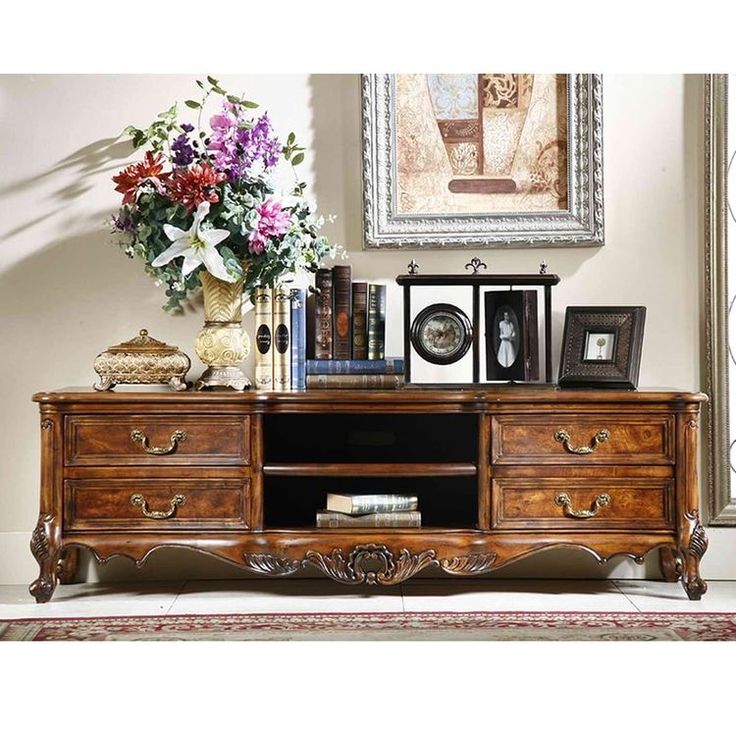 Premium Hand-Carved Teak Wood TV Unit - Luxury Entertainment Cabinet with Custom Size Options by Elegant Wood Art