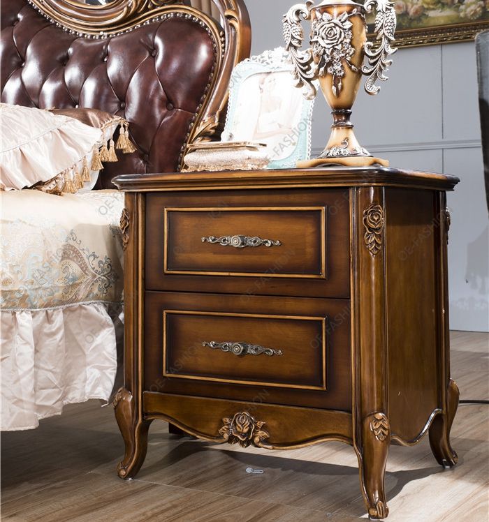 Premium Hand-Carved Teak Wood Nightstand - Luxury Bedroom Side Table