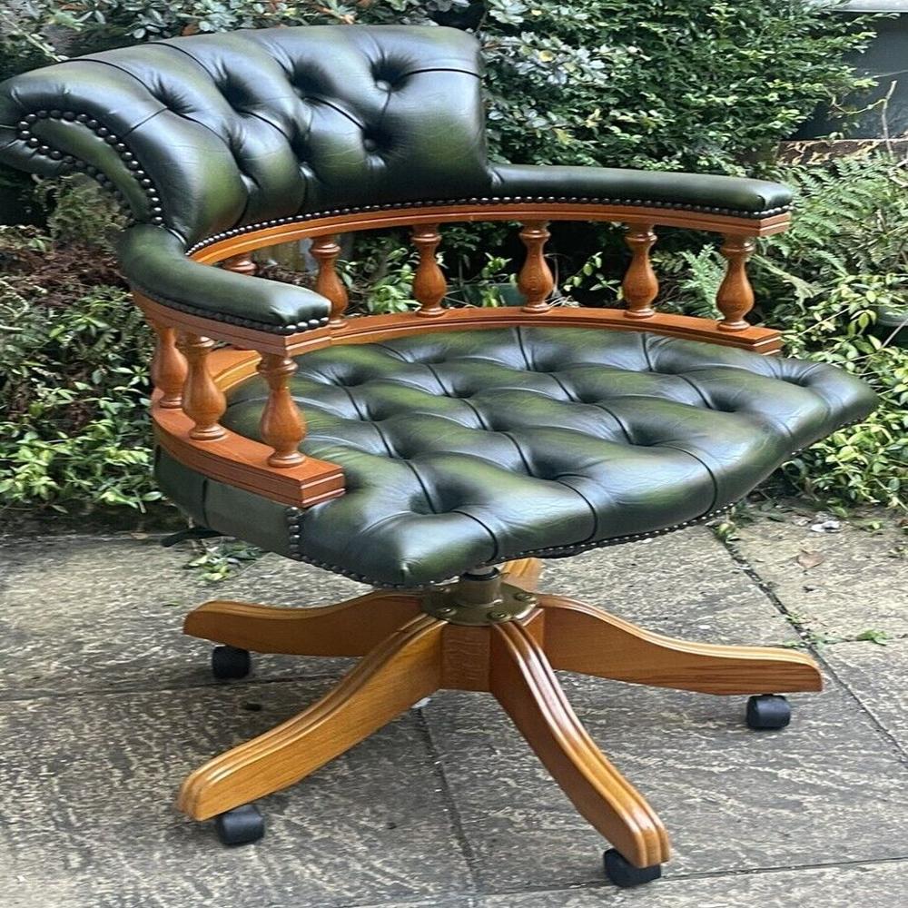Hand-Carved Teak Wood Revo-lving Office Chair - Luxury Executive Throne with Ergonomic Swivel