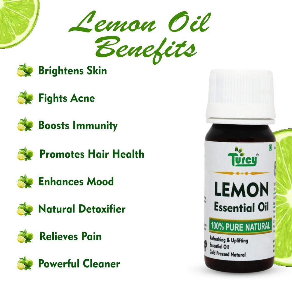 Turcy Lemon Essential Oil Pure & Natural | Skin Brightening, Acne Control, Hair Health & Mood Enhancer(30ml)