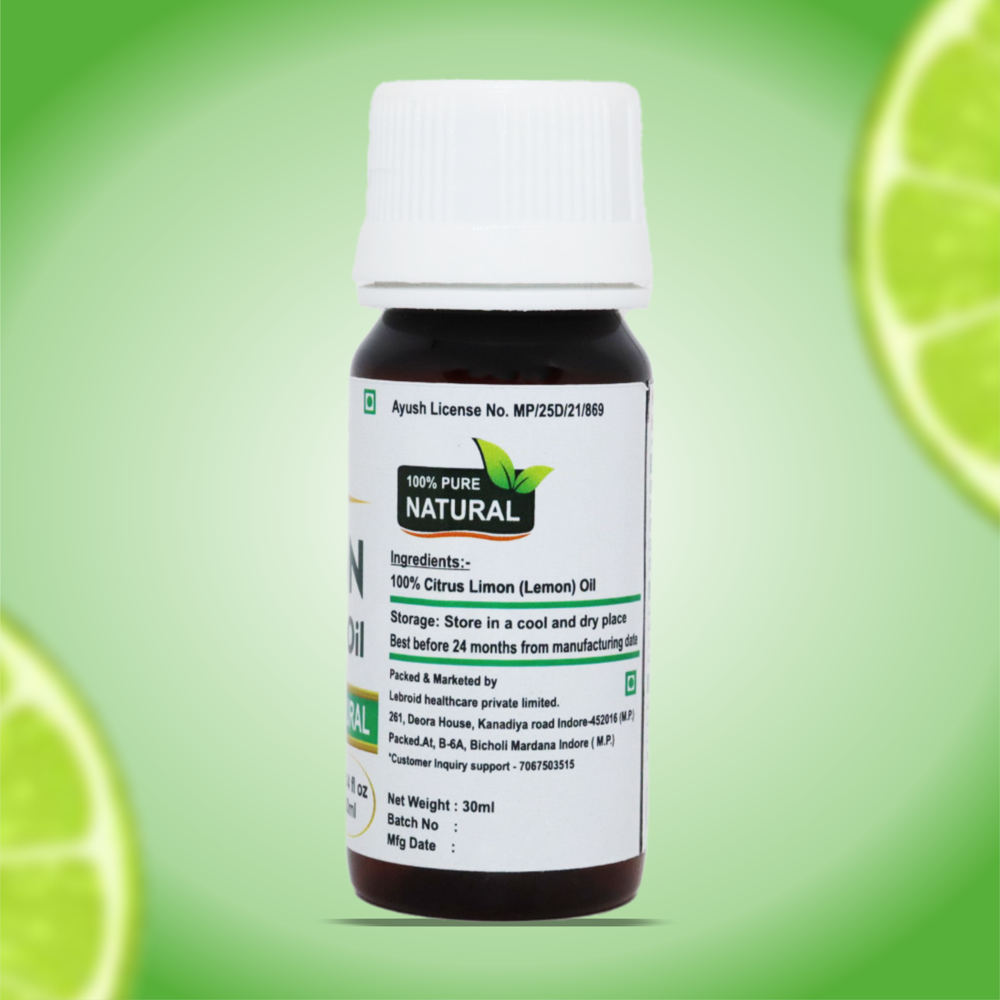 Turcy Lemon Essential Oil Pure & Natural | Skin Brightening, Acne Control, Hair Health & Mood Enhancer(30ml)