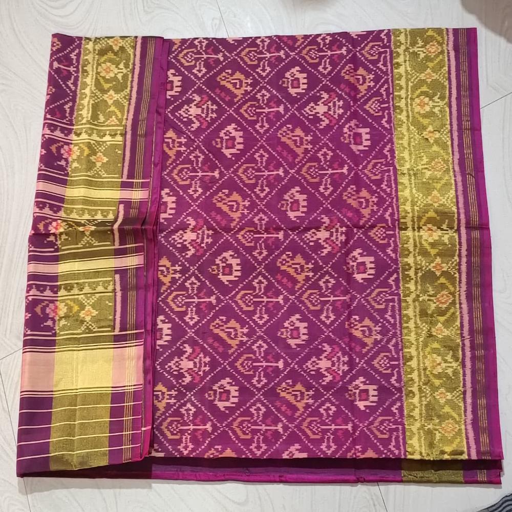 Elephant & Pa-rrot Magenta Patola Saree