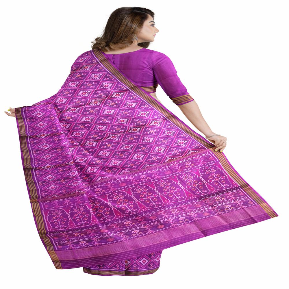 Chandabhat Magenta Semi Double Ikkat Patola
