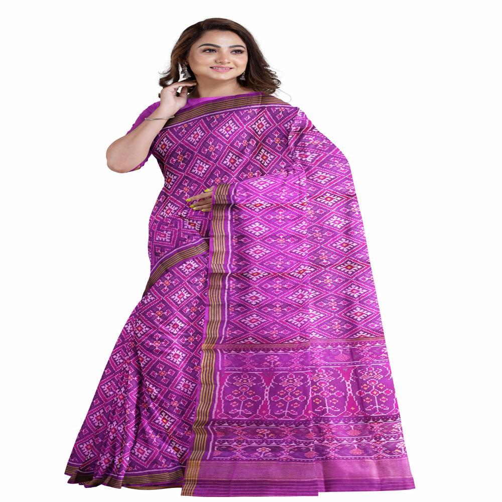 Chandabhat Magenta Semi Double Ikkat Patola