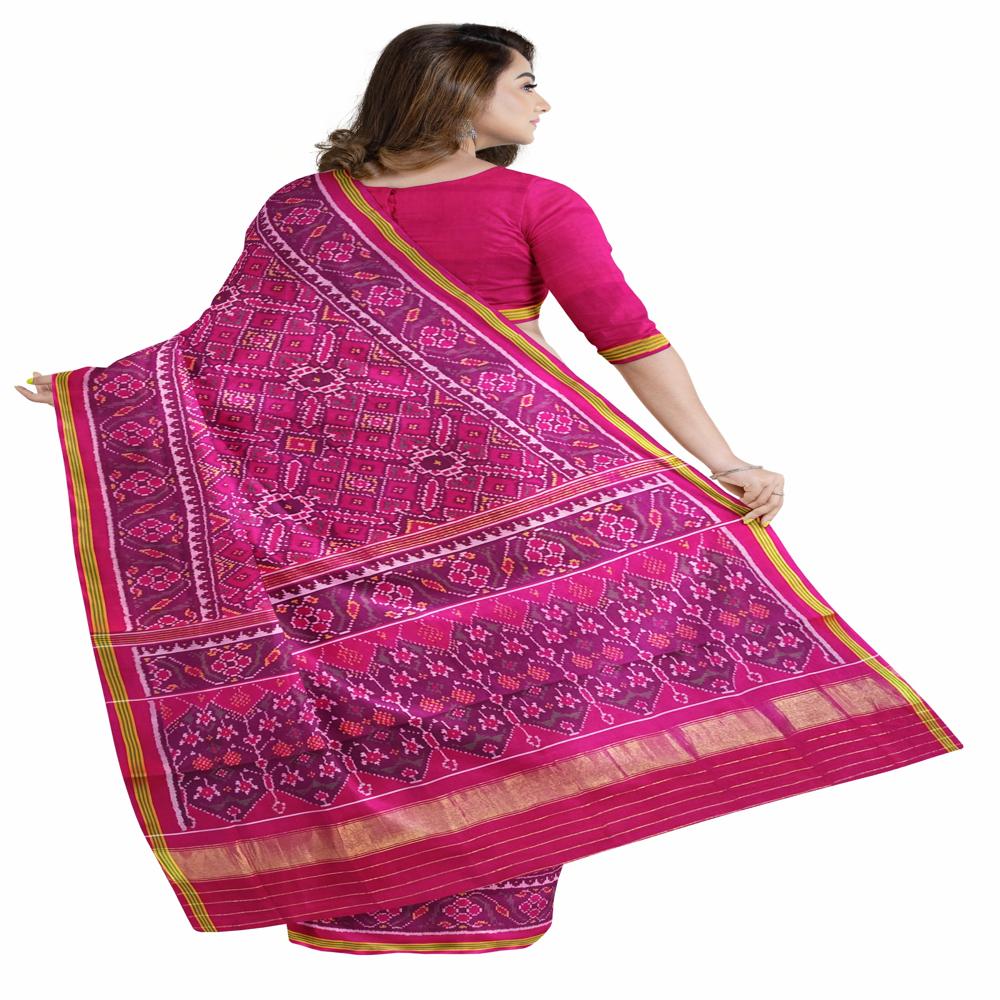 Manekchowk Pink Semi Double Ikkat Patola Saree