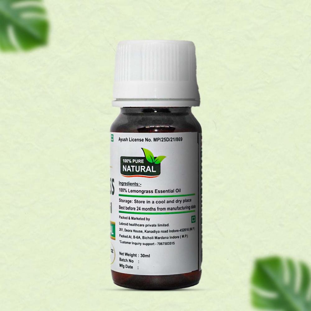 Turcy Pure & Natural Lemongrass Essential Oil | Promotes Hair Growth, Glowing Skin & Relaxation(30ml)