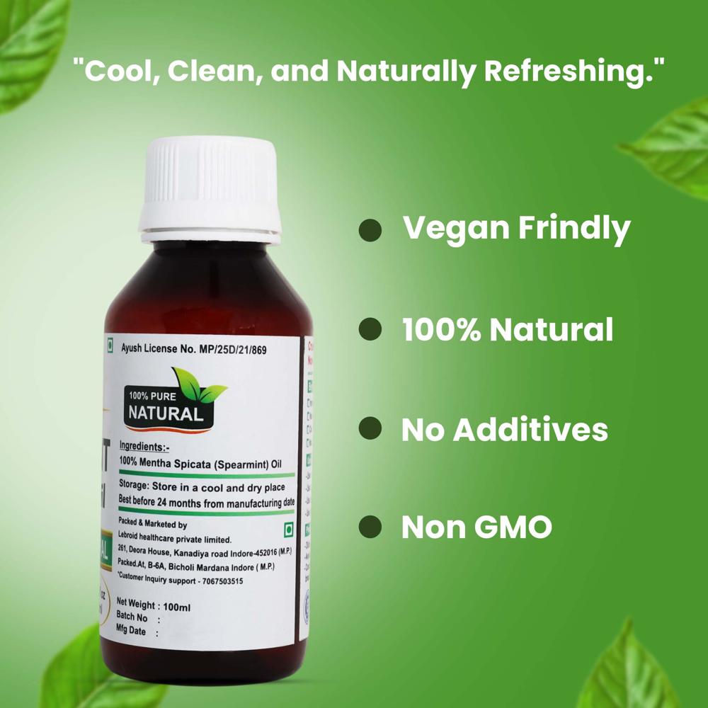 Turcy Spearmint Essential Oil | Hair Growth, Skin Care & Aromatherapy Blends(100ml)