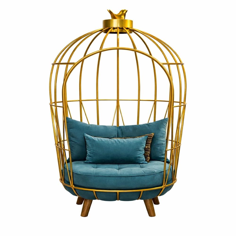 Stylish Chair Glossy Golden Metal