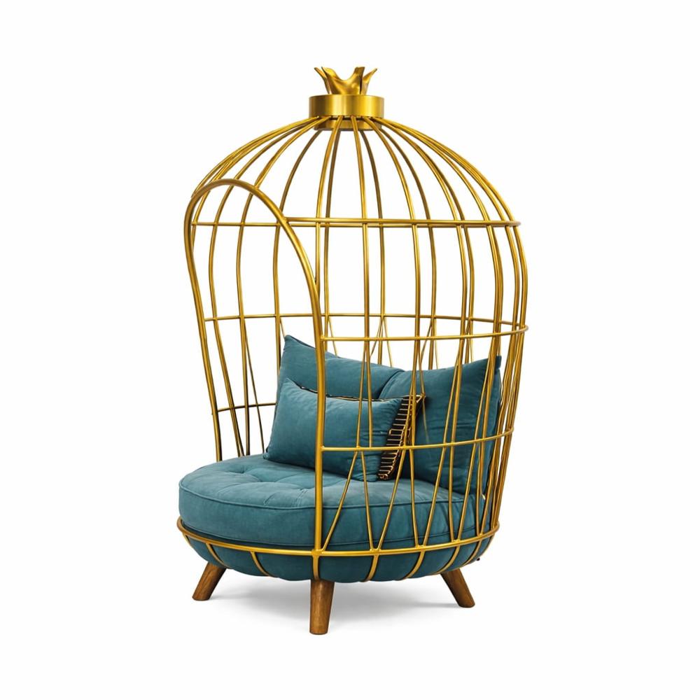 Stylish Chair Glossy Golden Metal