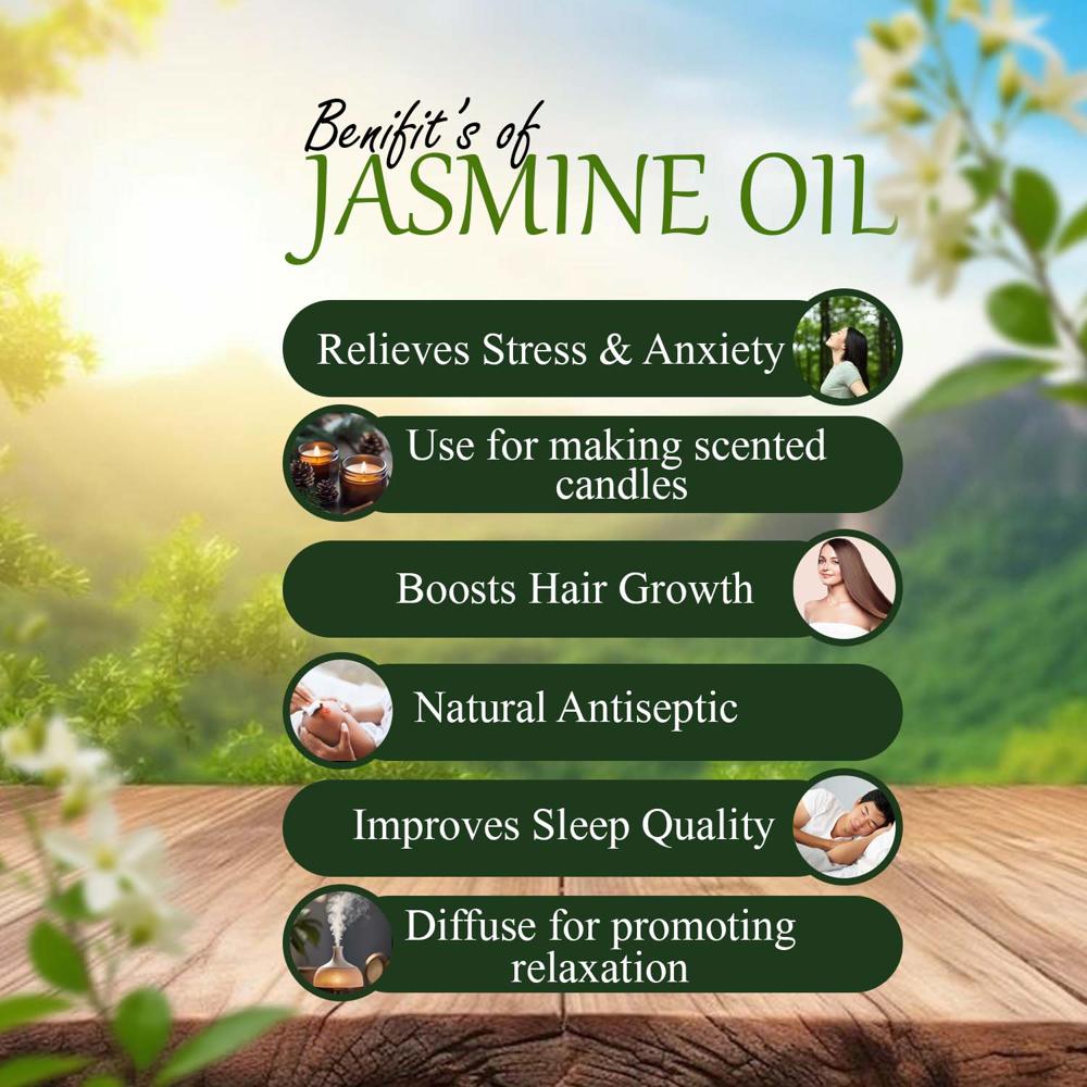 Turcy Pure & Natural Jasmine Essential Oil | For Skin, Hair, Aromatherapy & Body Massage(30ML)