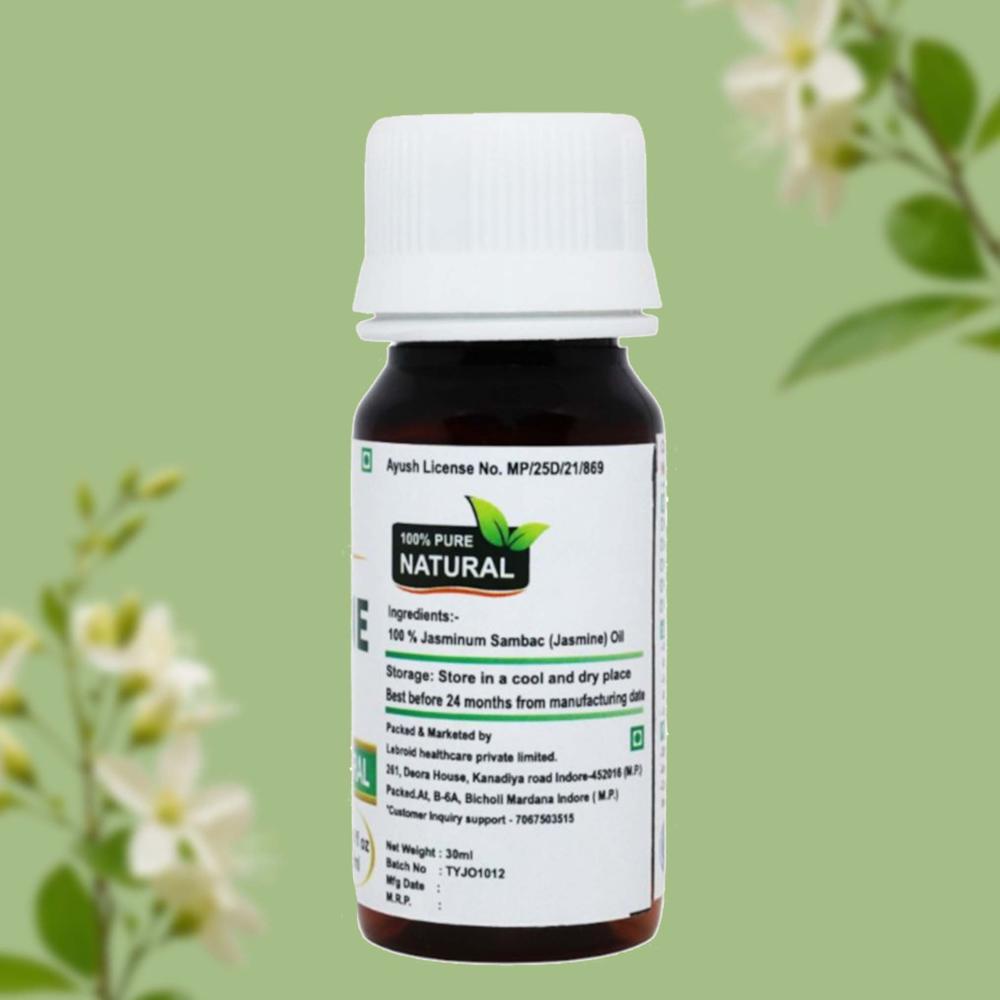 Turcy Pure & Natural Jasmine Essential Oil | For Skin, Hair, Aromatherapy & Body Massage(30ML)