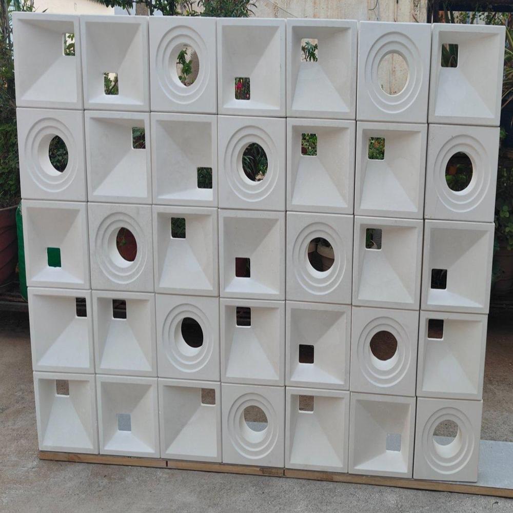 Wave White Cement Jali