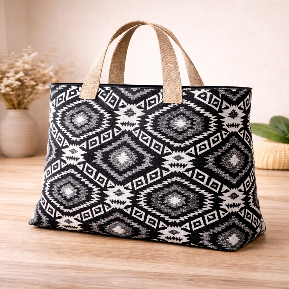 Black White Jacquard Fabric - Application: Bags