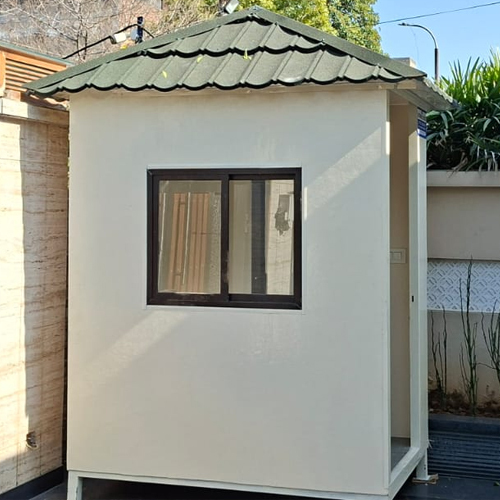4 Feet Security Cabin - Ms Square Pipe, Insulated Sandwich Panels, Blue/white, 4x4x8 Ft, Fire Retardant, Portable, Weatherproof