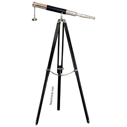Black Leather Nautical Vintage Single Barrel Marine Brass Telescope