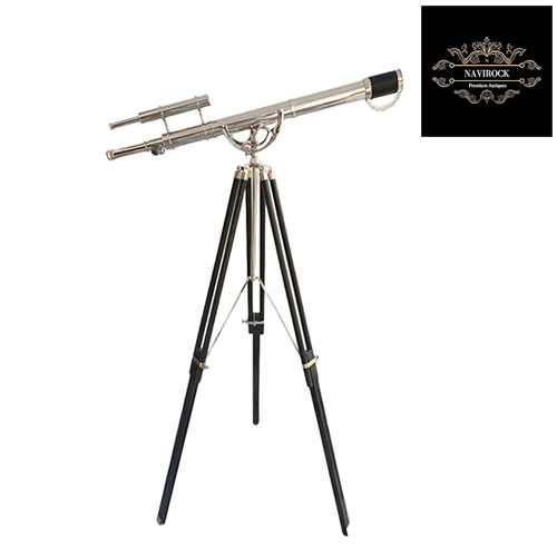 Brass Chrome Finish Nautical Double Barrel Telescope