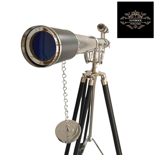 Brass Chrome Finish Nautical Double Barrel Telescope