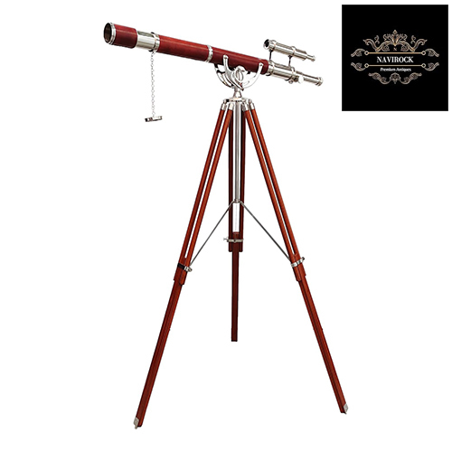 Nickel Chrome Finish Nautical Vintage Double Barrel Telescope