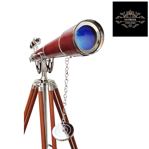 Nickel Chrome Finish Nautical Vintage Double Barrel Telescope