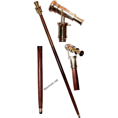Victorian Walking Cane Telescope With Brass Handle