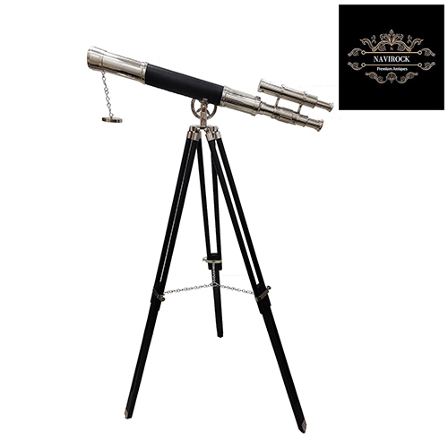 Antique Brass Vintage Royal Black Leather Telescope