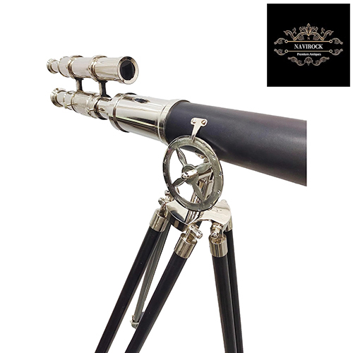 Antique Brass Vintage Royal Black Leather Telescope