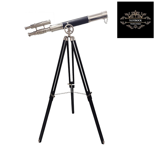 Antique Brass Vintage Royal Black Leather Telescope