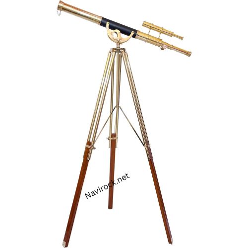 39 Inch Shiny Brass Vintage Double Barrel Telescope
