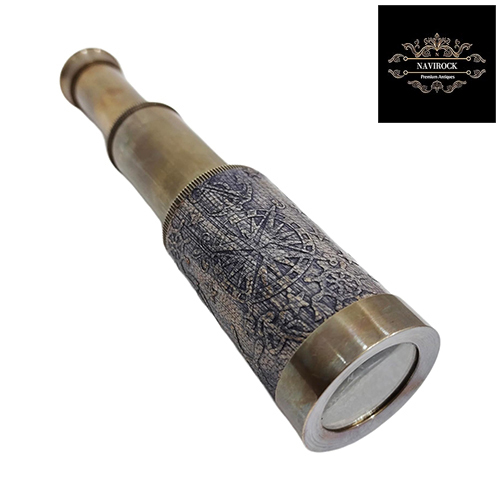 6 Inch Antique Finish Marine Brass Telescope With Leather Case