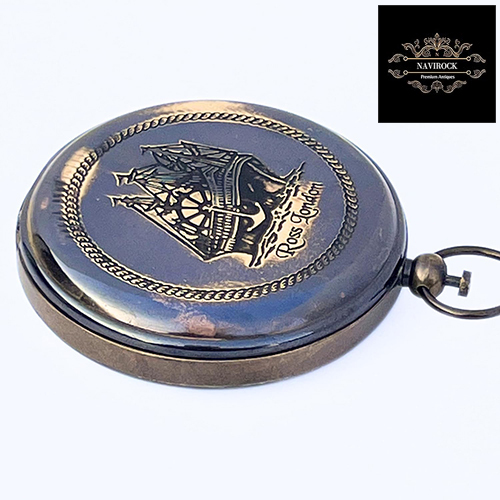 Nautical Ross London Brass Round Pocket Compass