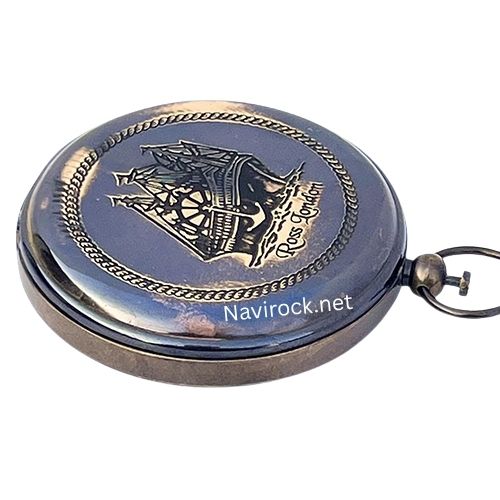 Nautical Ross London Brass Round Pocket Compass