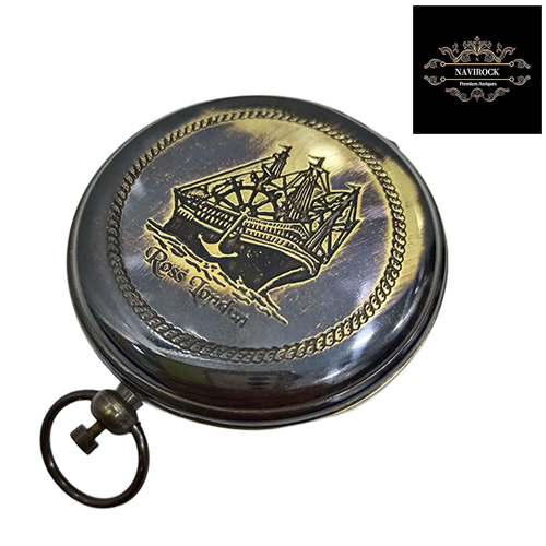 Nautical Ross London Brass Round Pocket Compass