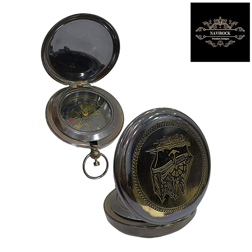 Nautical Ross London Brass Round Pocket Compass