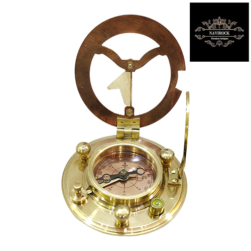 Vintage Compass Navigation Instrument Marine Sundial Handmade Brass Sundial Compass