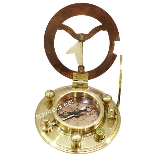Vintage Compass Navigation Instrument Marine Sundial Handmade Brass Sundial Compass - Dimension (l*w*h): 4.92"l X 4.92"w Inch (in)