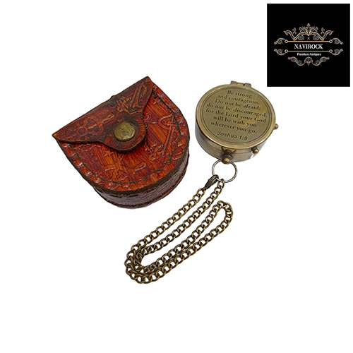 Be Strong and Courageous Do Not Be Afraid Brass Engraved Vintage Compass