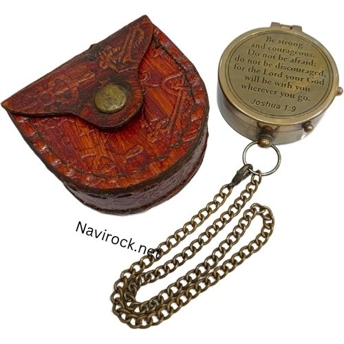 Be Strong and Courageous Do Not Be Afraid Brass Engraved Vintage Compass