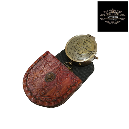 Be Strong and Courageous Do Not Be Afraid Brass Engraved Vintage Compass
