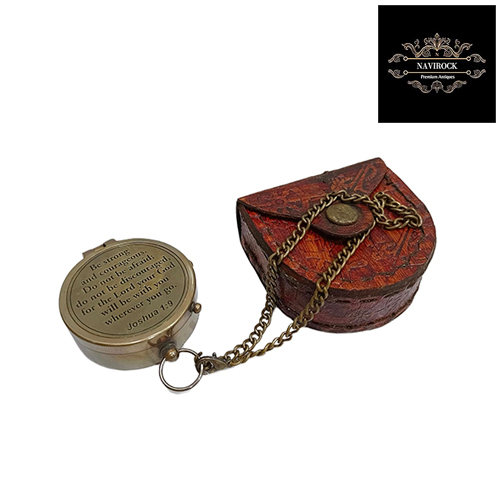 Be Strong and Courageous Do Not Be Afraid Brass Engraved Vintage Compass