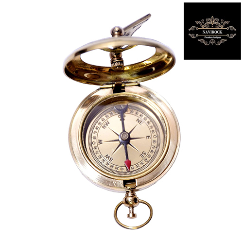 Handmade Brass Push Open Compass with Rose Wood Case