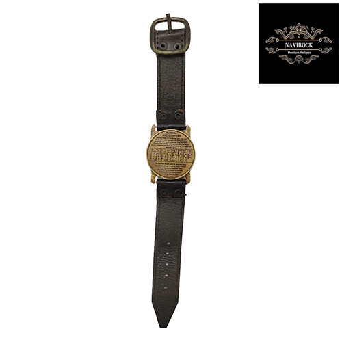Vintage Antique Sundial Compass with Leather Band