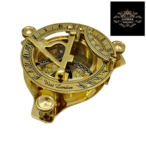 Solid Brass Pocket Sundial Vintage Sundial Compass
