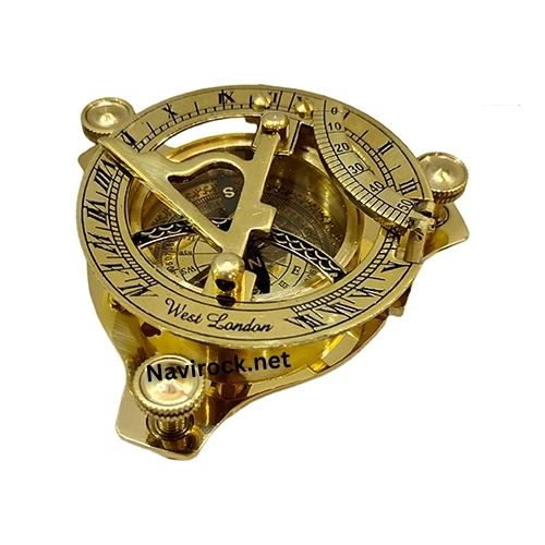 Solid Brass Pocket Sundial Vintage Sundial Compass