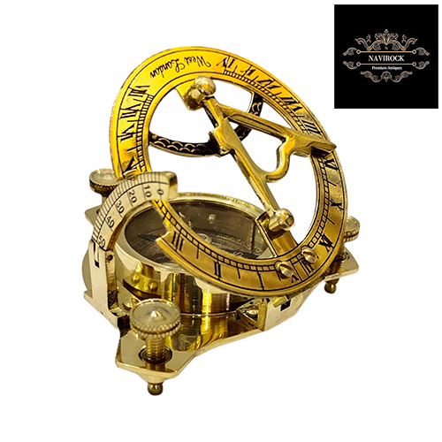 Solid Brass Pocket Sundial Vintage Sundial Compass