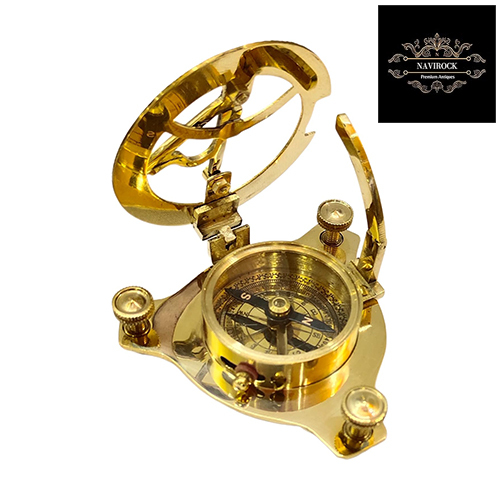 Solid Brass Pocket Sundial Vintage Sundial Compass