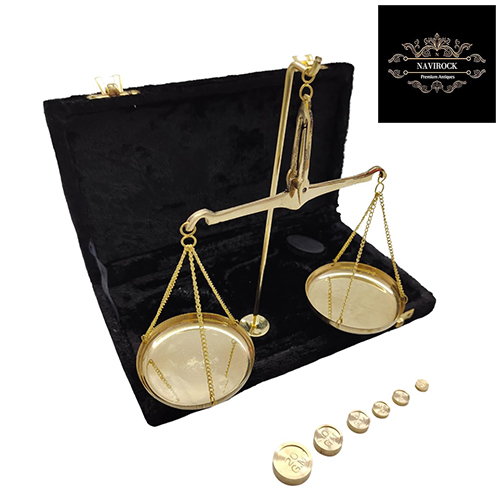 Vintage Old Traditional Goldsmith Weight Antique Brass Weighing Scale