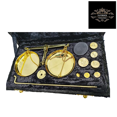 Vintage Old Traditional Goldsmith Weight Antique Brass Weighing Scale